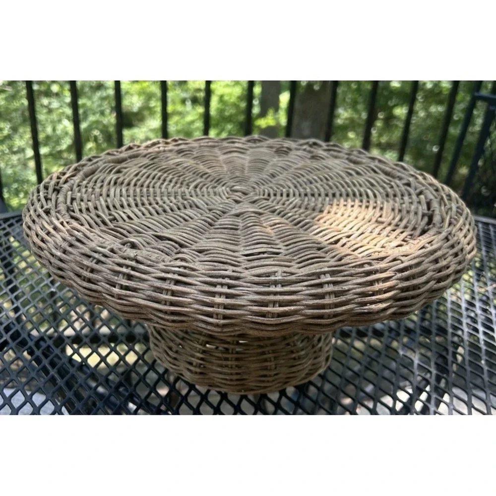 Natural Wicker Ratan Cake Decorative Pedestal Display Stand 13x6 inch